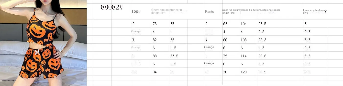 Hallowmas Pyjama Set Vrouwen Zomer Sling Shorts Thuis Kleding Pompoen Print Nachtkleding Casual Dames Mouwloze Nachtjapon 2 Stuks