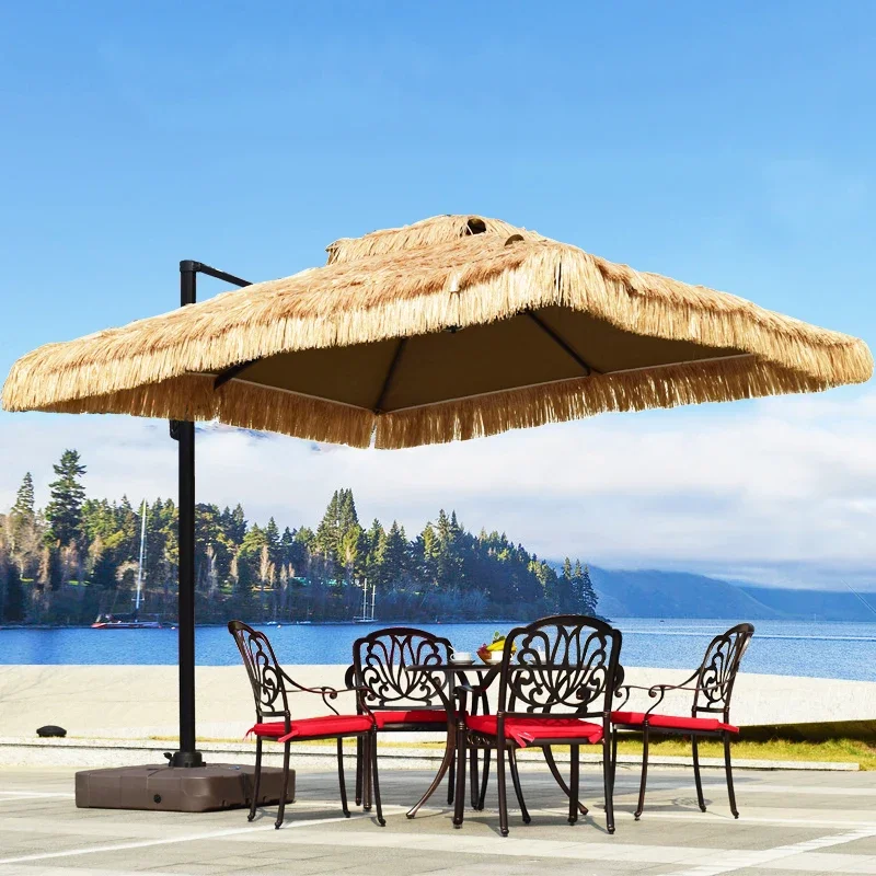 Customizable Wholesale Outdoor Patio Sunshade Garden Straw Umbrella Artificial Thatch Umbrella Hawaiian Beach Umbrella