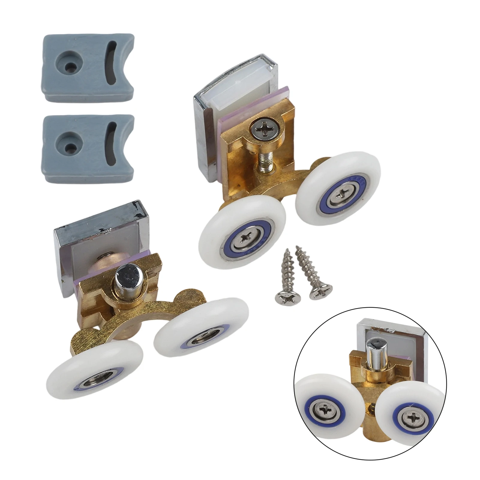 

Ремонт ванной комнаты, двойные душевые колеса, хромированные детали для душевой двери, блоки для предотвращения столкновений в комплекте, простая установка своими руками