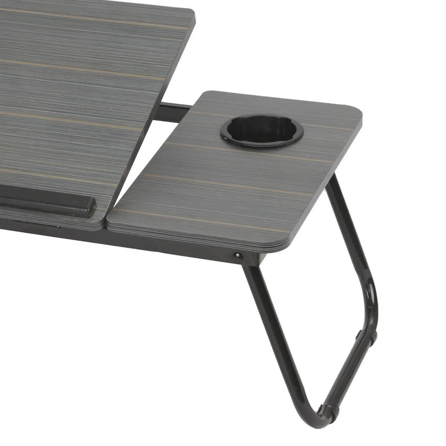 مكتب كمبيوتر محمول مدمج قابل للطي مع حامل أكواب - 55.12 سم × 32.0 سم × 24.89 سم طاولة بجانب السرير محمولة للقراءة والإفطار #6