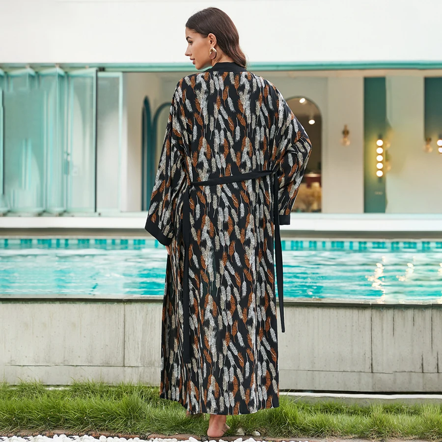 Para Praia Copricostume da bagno 2025 Kimono Copricostume da bikini Abito da spiaggia Abito lungo Abito lungo da spiaggia Sarong Cardigan allentato da donna