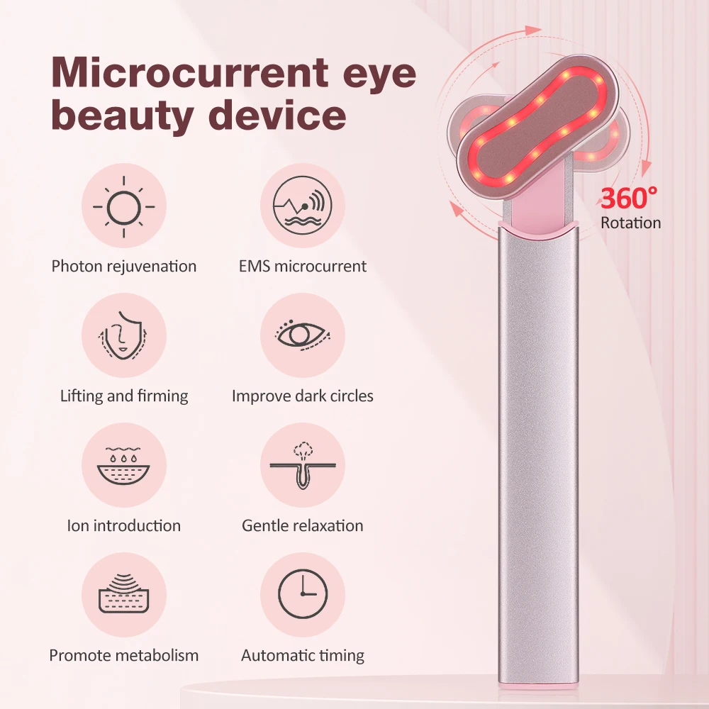 360° Rotation Eye Massager EMS Microcurrent Hot Compress Anti Aging Removal Dark Circles Eye Bags Massage Device Skin Care Tools