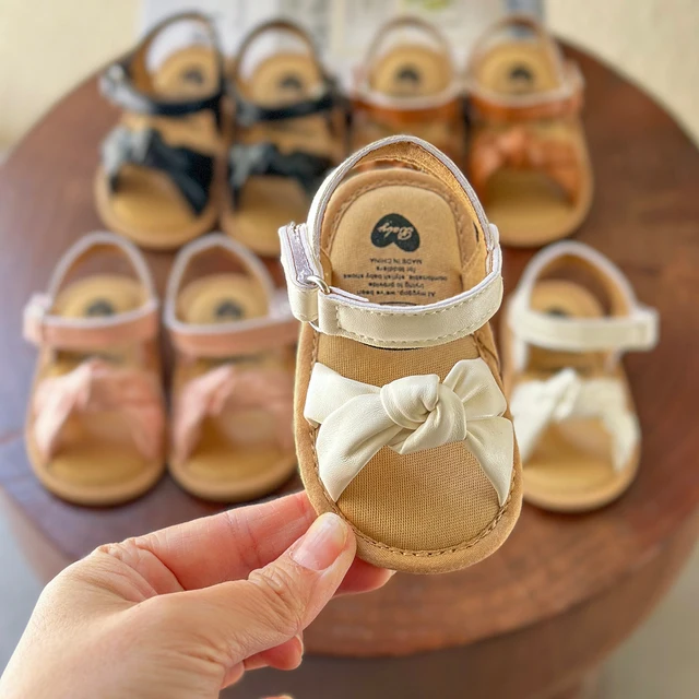 Sandały dla niemowląt Baby Girl Boy Comfort Premium Summer Outdoor Casual Beach Shoes with Flower Bowknot Anti Slip Rubber Sole Newborn