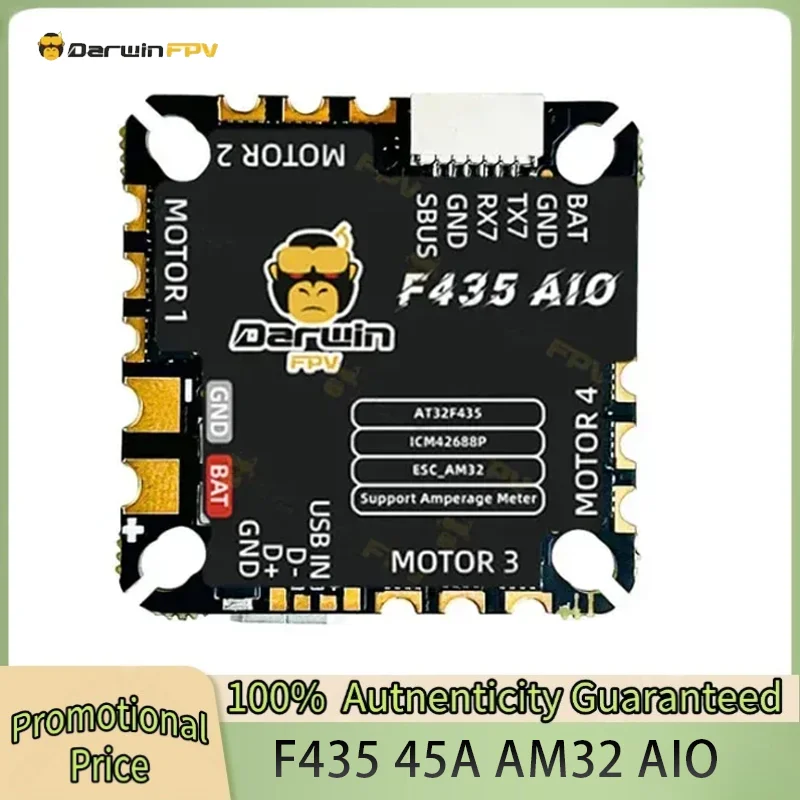 

DarwinFPV F435 45A AM32 AIO Flight Controller W/ ICM42688P for 5 Inch FPV Freestyle Drone RC Parts