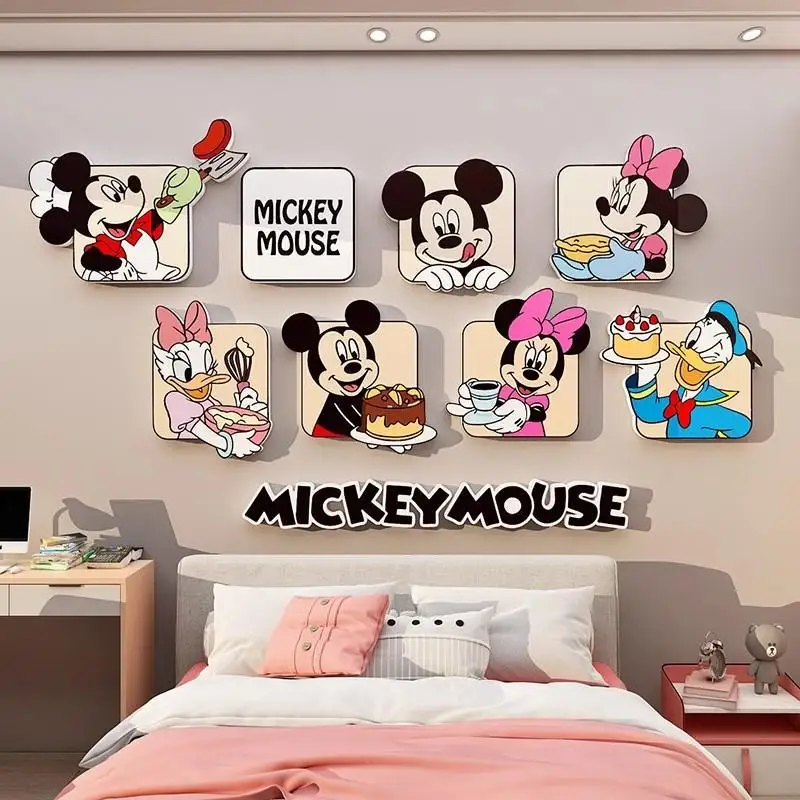 

Disney Mickey cartoon cute wall sticker creative Kawaii children's room bedroom decoration background wall 3D sticker gift