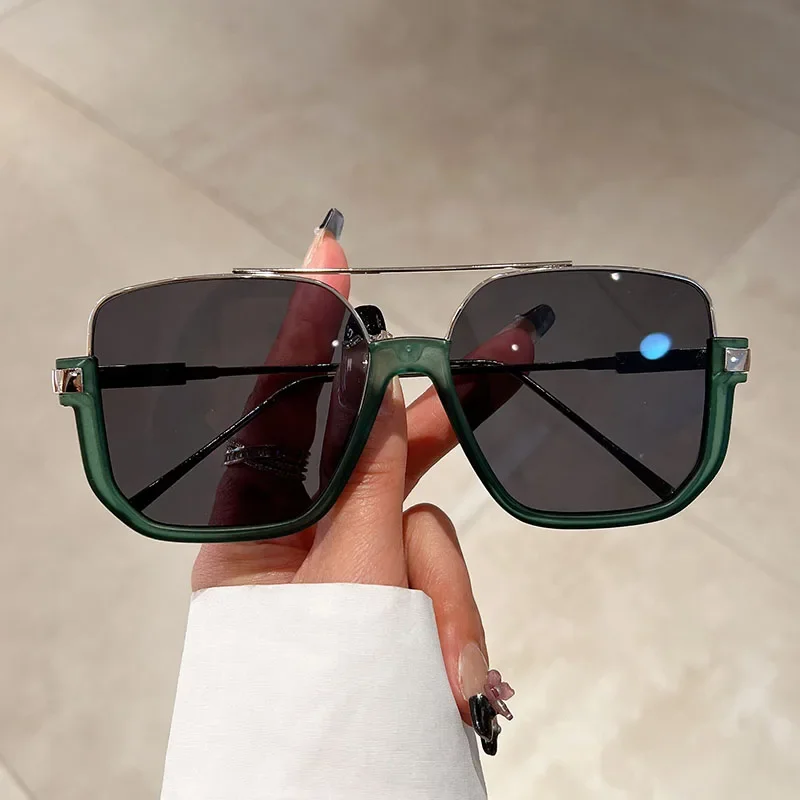 Vintage Oversized Sunglasses Fashion Men Women Square Shades Eyewear Trendy Ins Popular Brand Design UV400 Sun Glasses