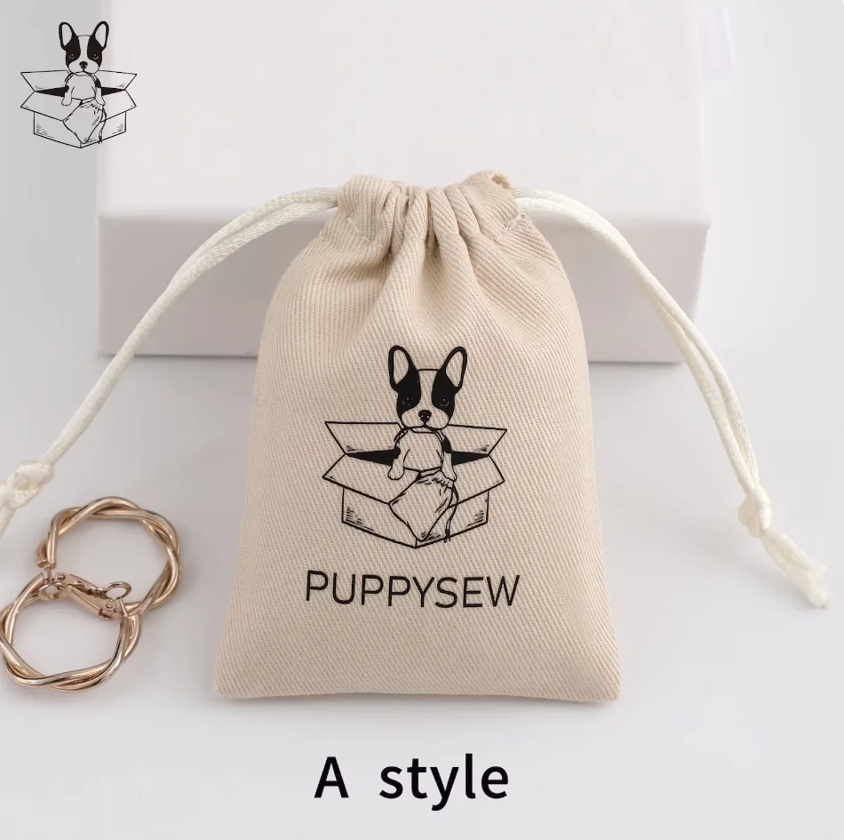 50 Cotton drawstring bag personalize logo custom dust pouch jewelry packaging pouch printing wholesale gift packaging product po