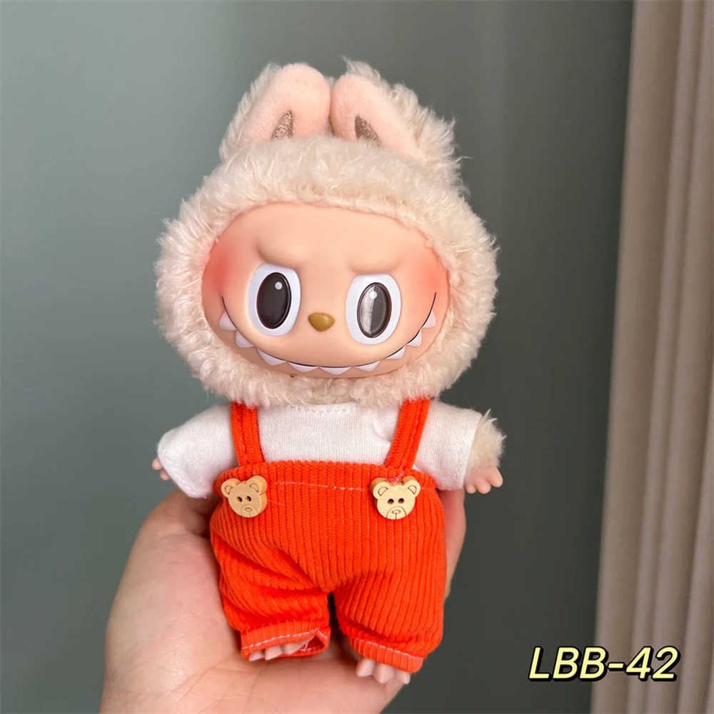 صغيرة لطيف LABUBU دمية الملابس مجموعة اكسسوارات 15-17 سنتيمتر Labubu أيدول V1 V2 مختلف اللون وزرة نمط سلسلة مجموعة الملابس هدية