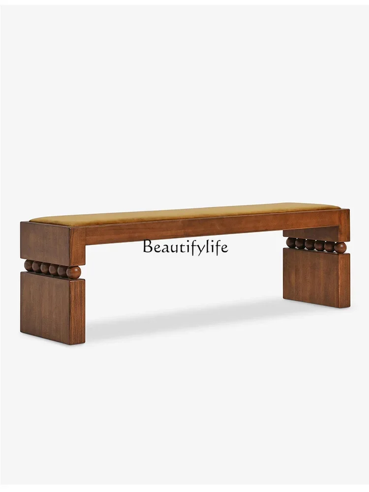 

ls 51 Medieval style long dining stool solid wood retro living room cloakroom sofa bedside stool