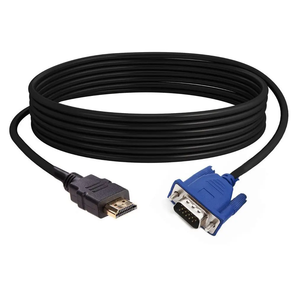 1-5m HDMI-compatível para cabo VGA macho para macho 1080p conversor de cabo adaptador AV para PC HDTV