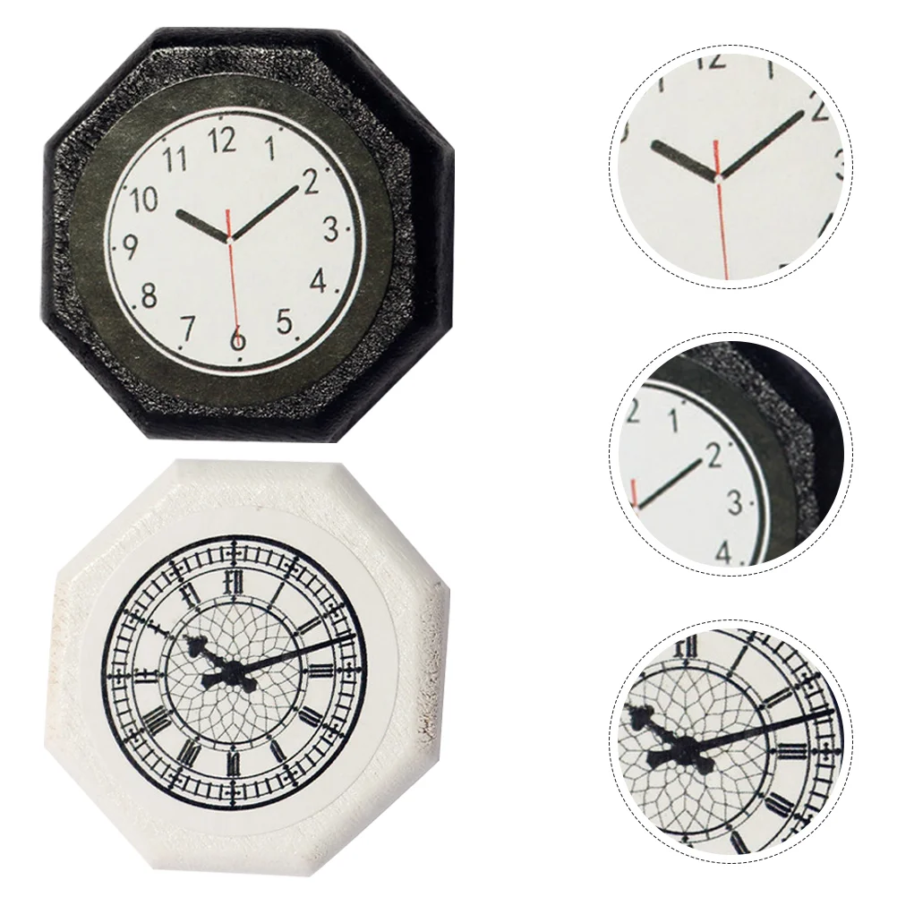 4 Pcs Mini Clock Tiny House Accessories Old Fashioned Simulation Wall Pp Miniature Model
