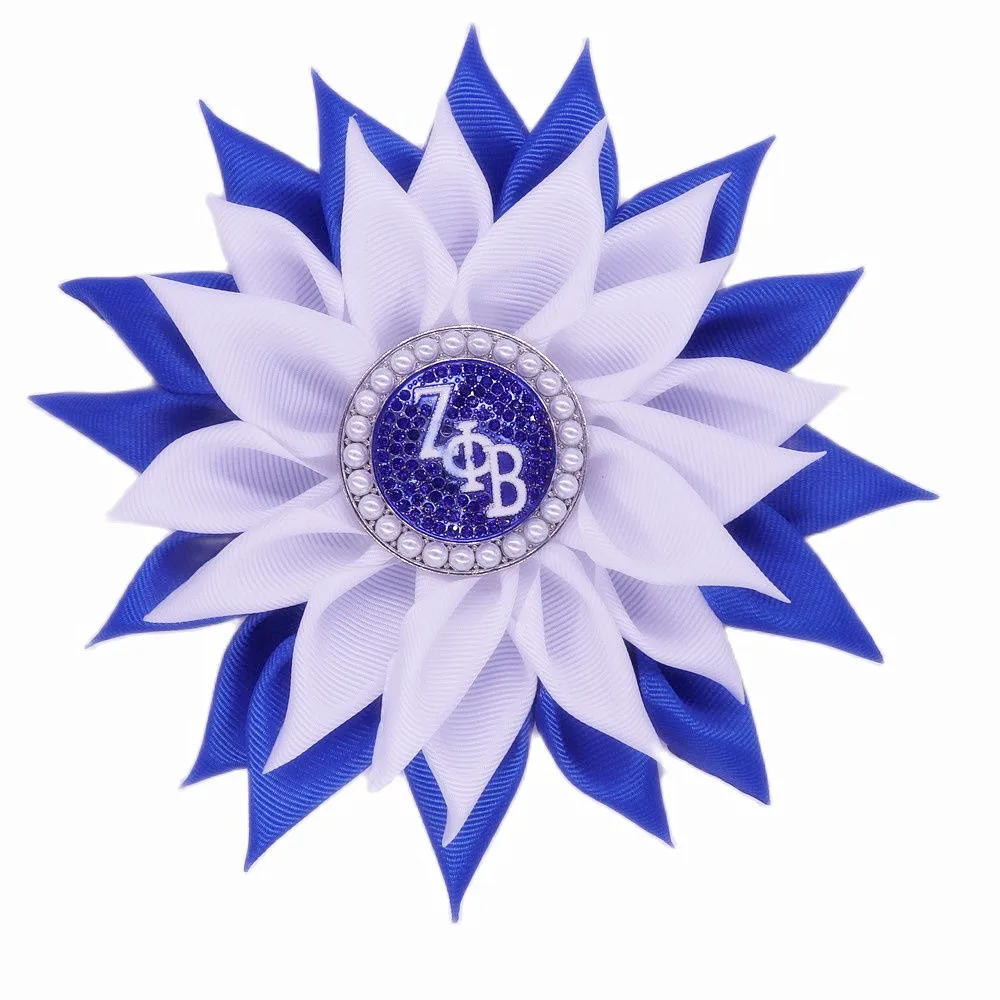 High Quality Layers Ribbon Flower Corsage Greek Club Soror Zeta Phi Beta Brooch Sorority Fraternity Pin