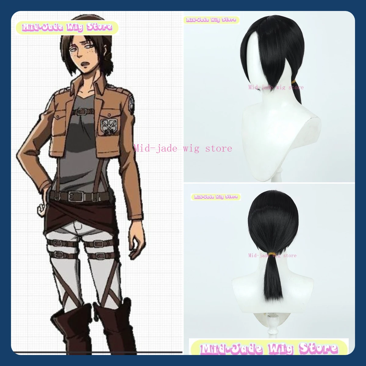 Peluca de jade medio, tienda de ataque a los Titanes Ymir, peluca de Cosplay, juego de Anime, pelo sintético para juegos de rol, accesorios de disfraces para fiesta de Halloween