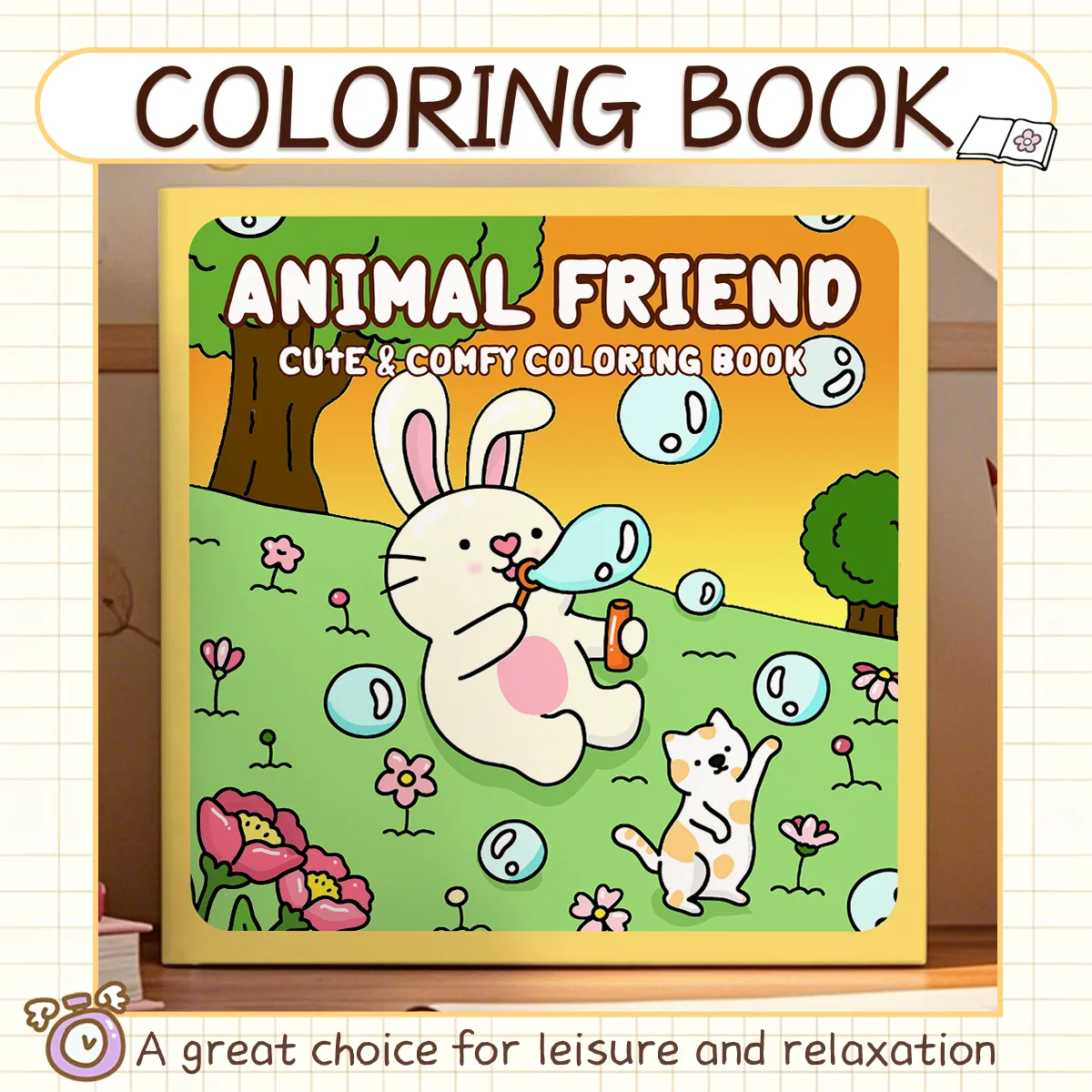 ANIMAL FRIEND Coloring Book for Adults Featuring Cartoon Bold-easy Patterns for Relaxation Kids DIY Painting Drawing Books