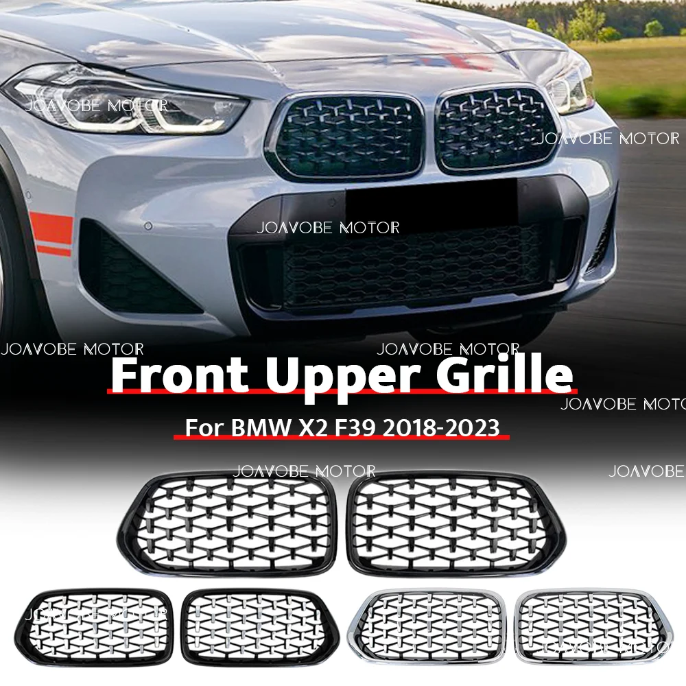 

Chrome Black Chrome Silver Glossy Black Diamond Style Front Bumper Grille For BMW X2 F39 2018-2023