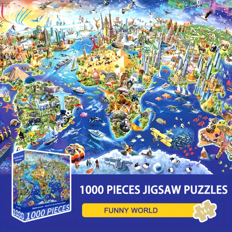 

Funny World, 1000pcs Puzzle for Adults - 1000 PIECES Puzzle Measuring 50*70Cm/19.7*27.6In, High-Quality, Durable
