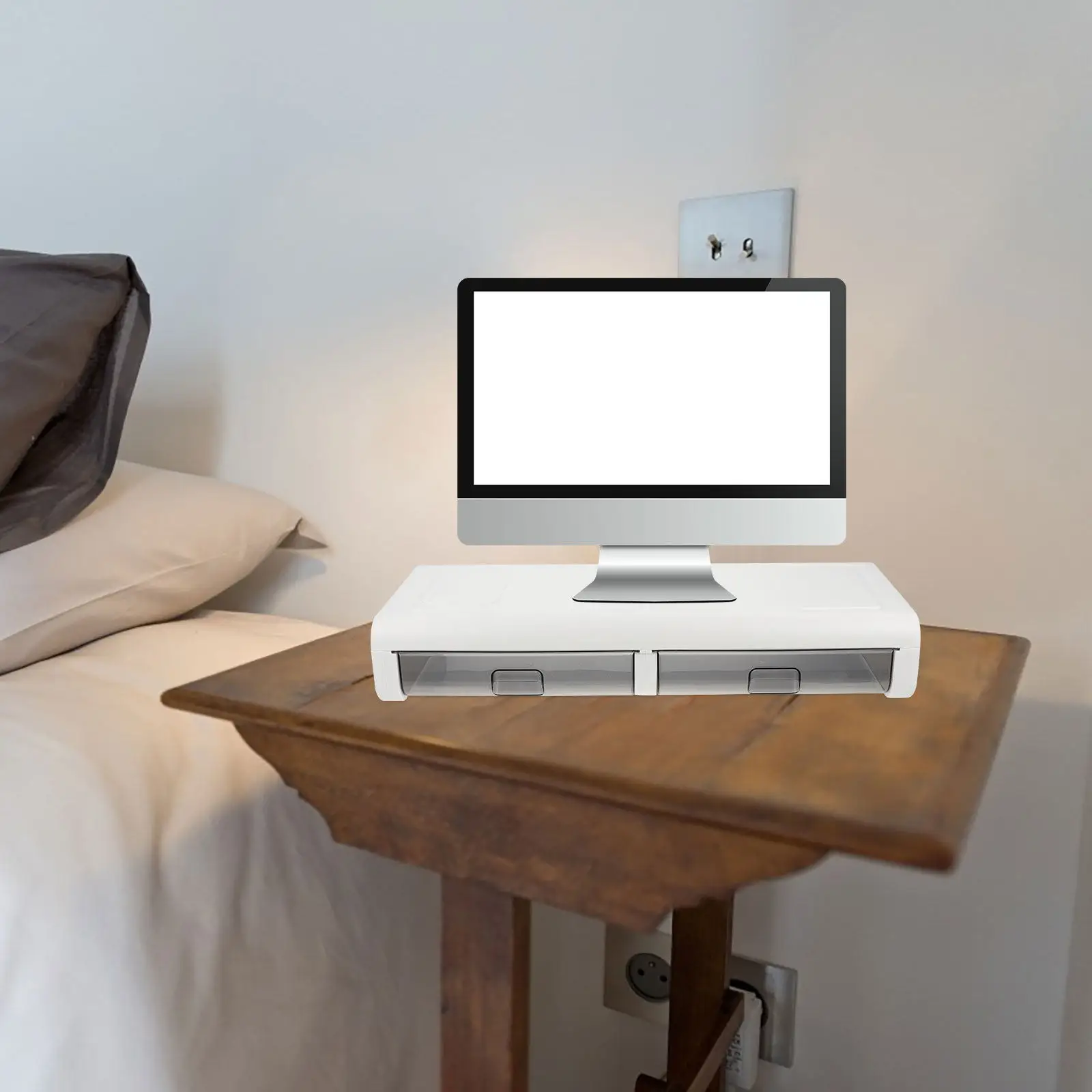 Computer Monitor Riser Stand with Storage Drawer Desktop Laptop Stand Ergonomic Eye Level Heightening Rack for Office