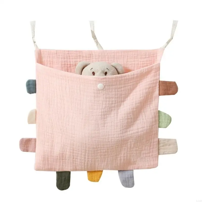 B2QD katoenen hangende tas baby bed opbergtas voor kleding bedzijde organisator