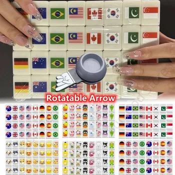 레저 및 엔터테인먼트 마작 타일 게임, 플래그 볼 패턴 1/2 플레이어, 재미있는 부모 자녀 게임 장난감 선물, 64 블록