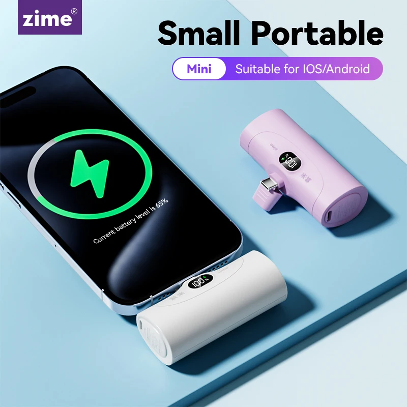 zime mini power bank 5000mAh Fast Charging Portable For For iPhone 16 15 14 Xiaomi Samsung poco External Battery