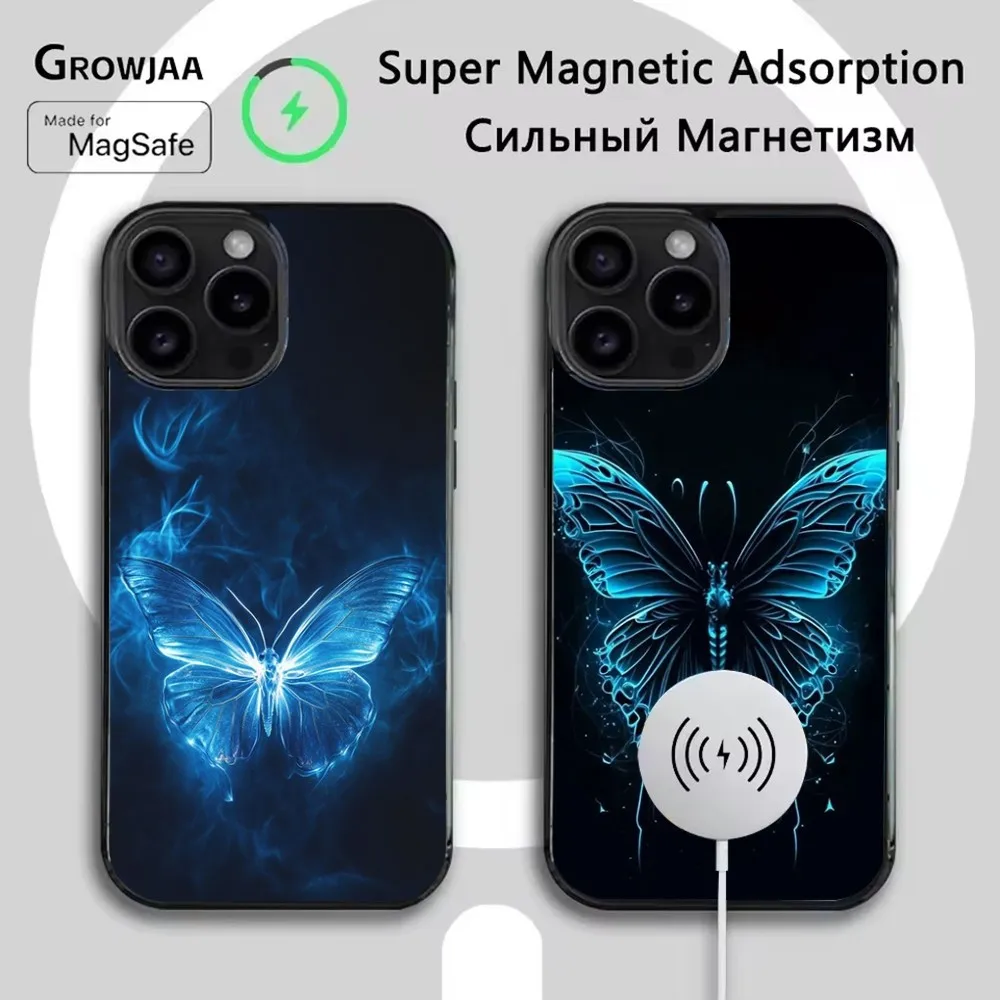 

Blue Butterfly Beautiful Wing Phone Case For iPhone 16e,16,15,14,13,12,11,Plus,Pro,Max,Mini Magsafe Magnetic Wireless Charging