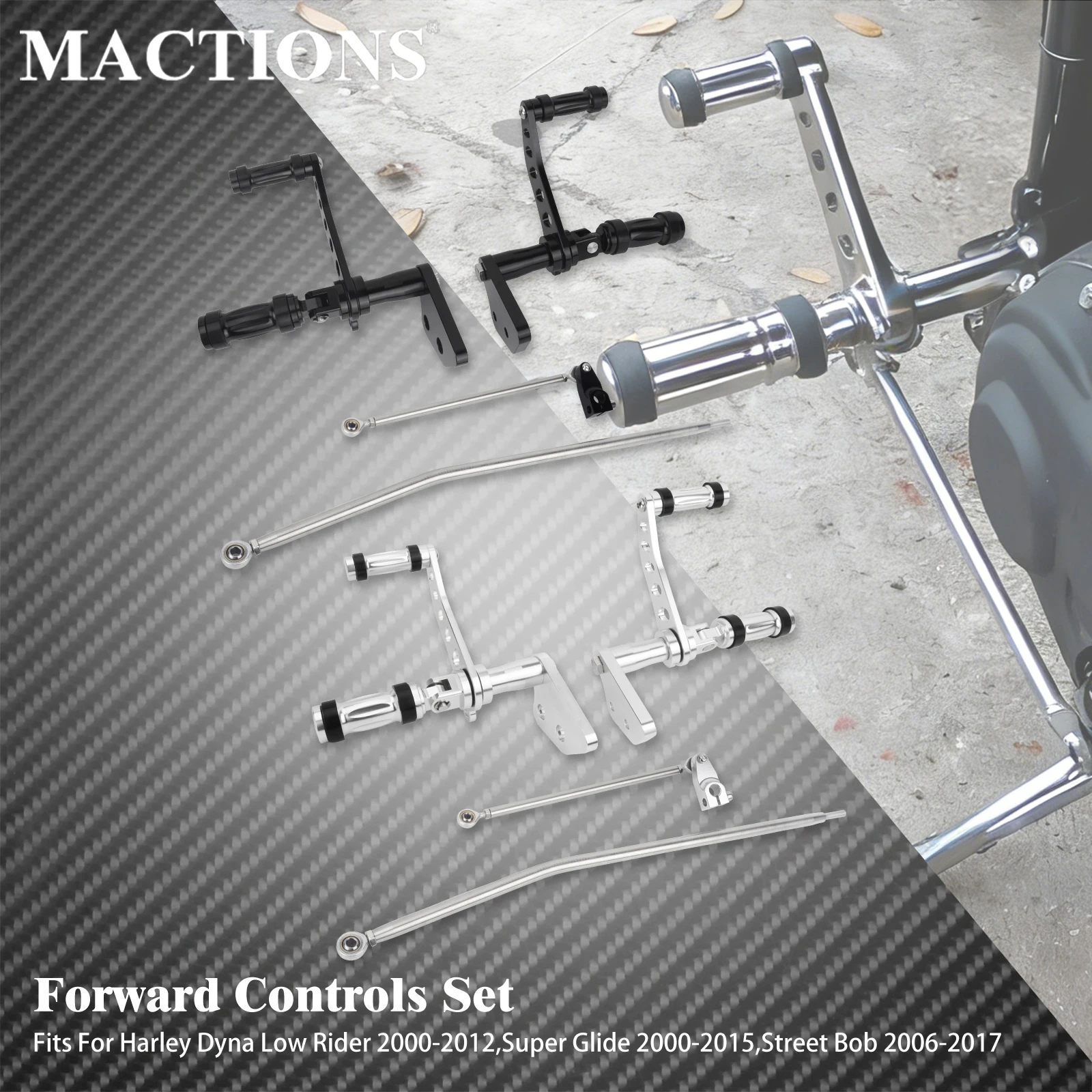 

Motorcycle Forward Controls Foot Pegs Kit Set For Harley Dyna Super Glide 2000-2015 Fat Bob FXDF 2008-2013 Street Bob 2006-2017