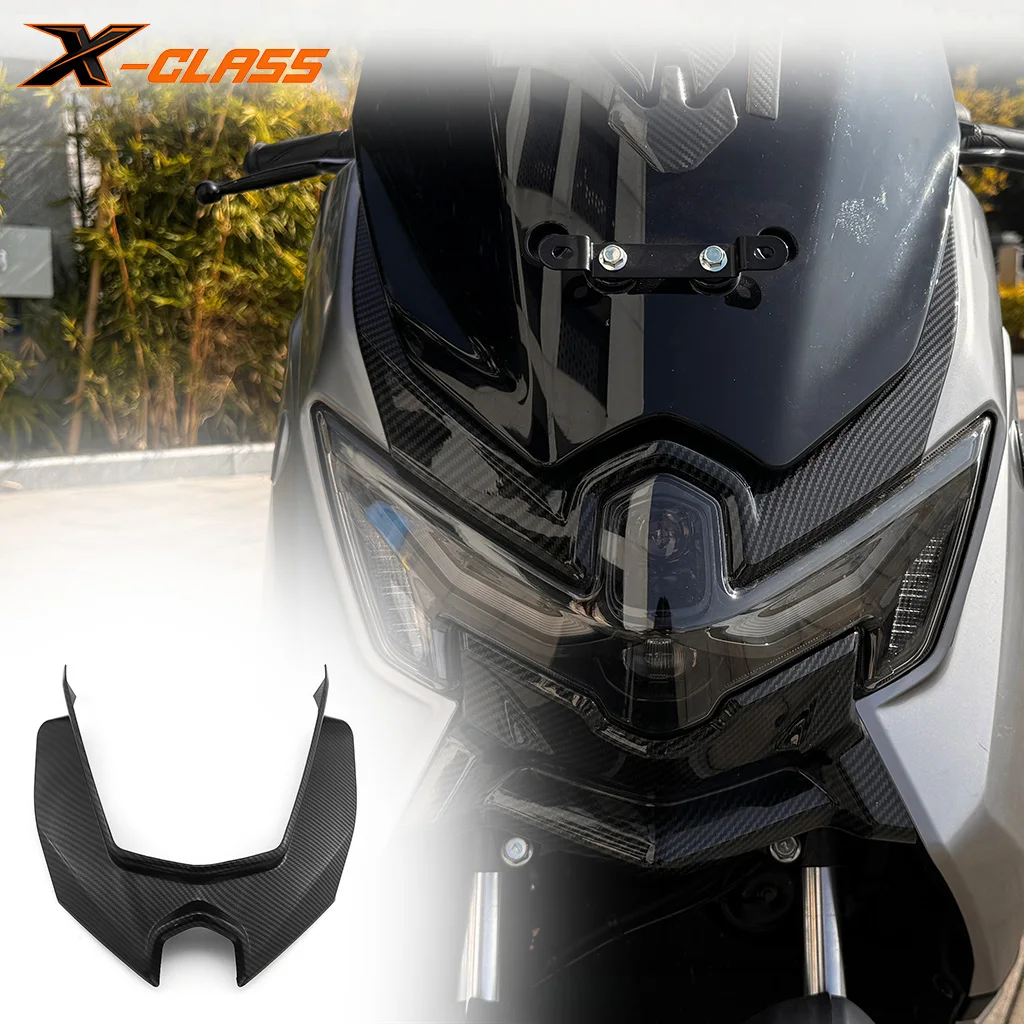 X-CLASS Motorcycle ABS Carbon Look Headlight Upper Cover Trim Shield for YAMAHA NMAX155 NMAX 155 V3 2025 2026 Turbo Tech MAX Neo