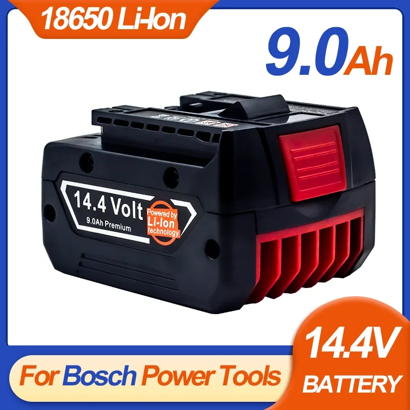 

Power Tool Battery 14.4v 9.0Ah k Rechargeable Battery for Bosch 14.4v GBA GSR GSB BAT618 BAT609 w/Fuel Guage Replacement Battery