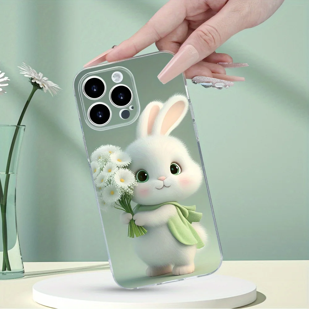 クリエイティブでシンプル、キュートで爽やかなウサギの透明スマホケース iPhone17 16 15 14 13 12 11Pro Max Plus対応