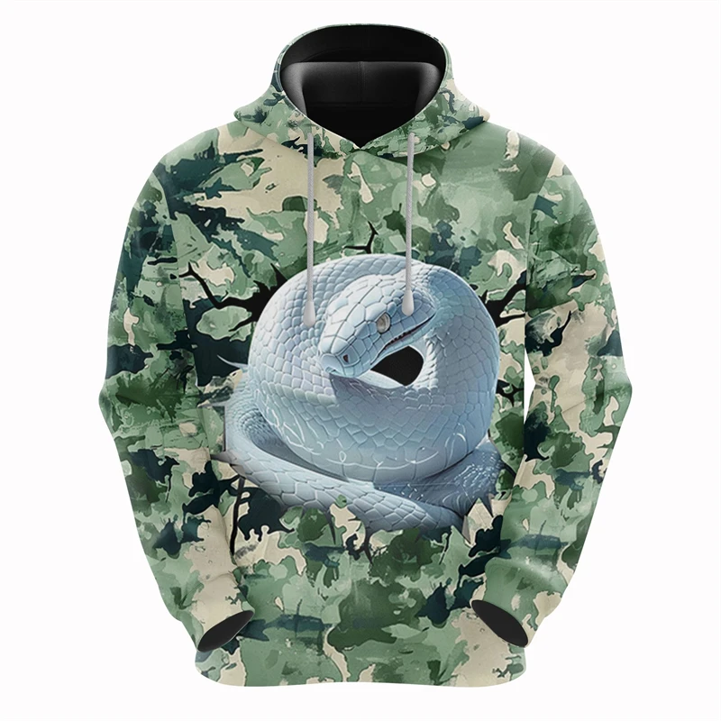 Horror King Cobra 3D Printed Hoodie For Men Clothes Python Lover Sweatshirts Fashion Snake Streetwear Camo Pullover Y2k Tops