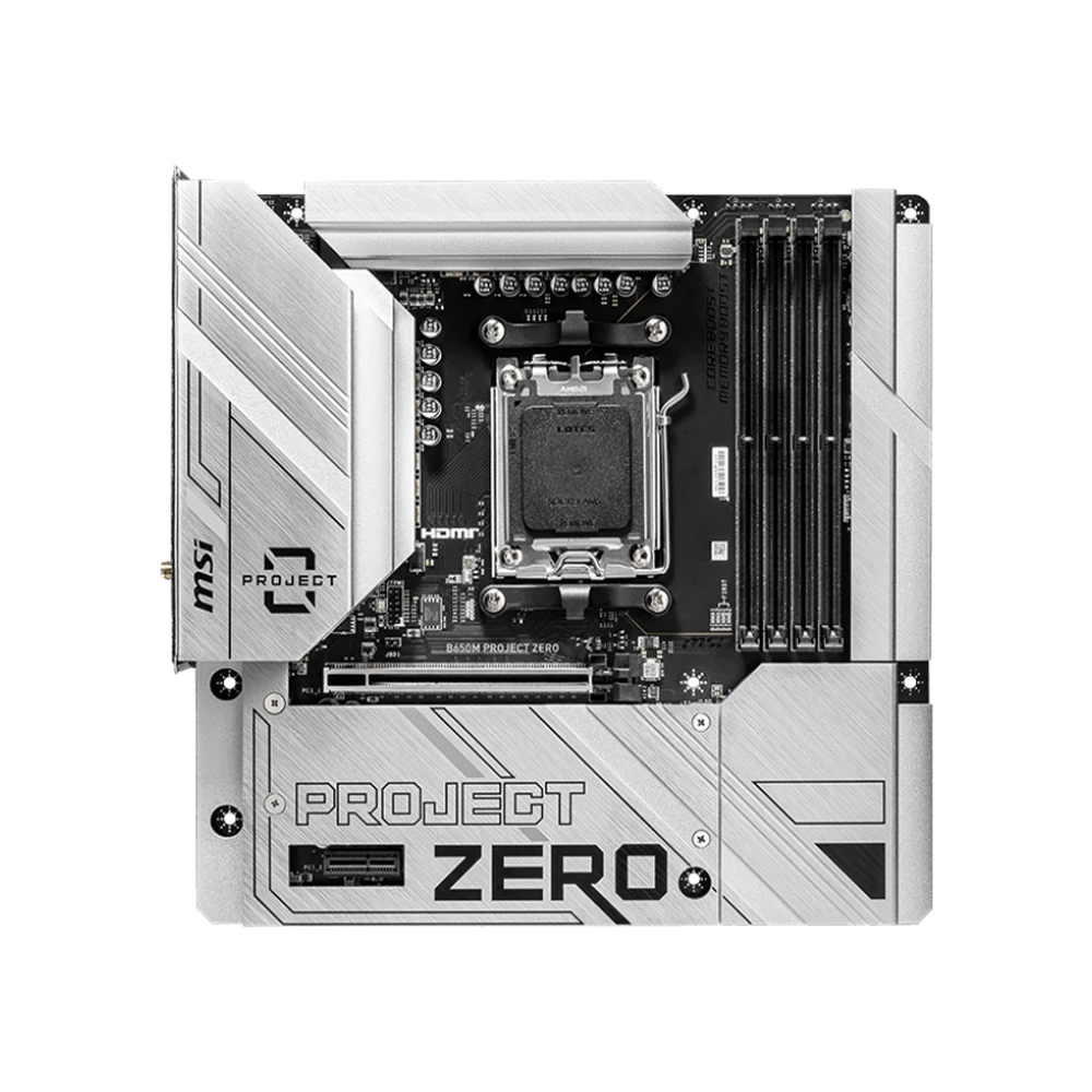 

MSI B650M PROJECT ZERO Motherboard AMD AM5 Support 7900X 7800X3D 7600 CPU 4xDDR5 7600MHz 256GB HDMI M.2 NVME PCIe 4.0 SATA3 mATX