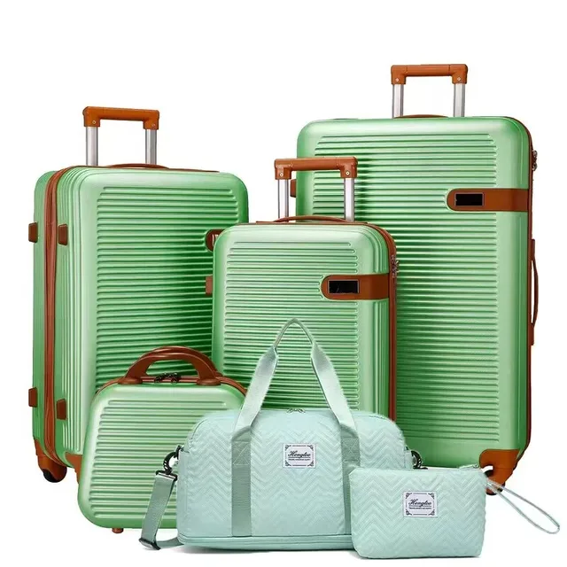 6-Piece Luggage Set: 20/24/28 Inch TSA-Approved Carry-On Suitcase +12Inch Vanity Case+Handbag+Clutch For Vacation Trip 3 6-Piece Luggage Set: 20/24/28 Inch TSA-Approved Carry-On Suitcase +12Inch Vanity Case+Handbag+Clutch For Vacation Trip – view 3