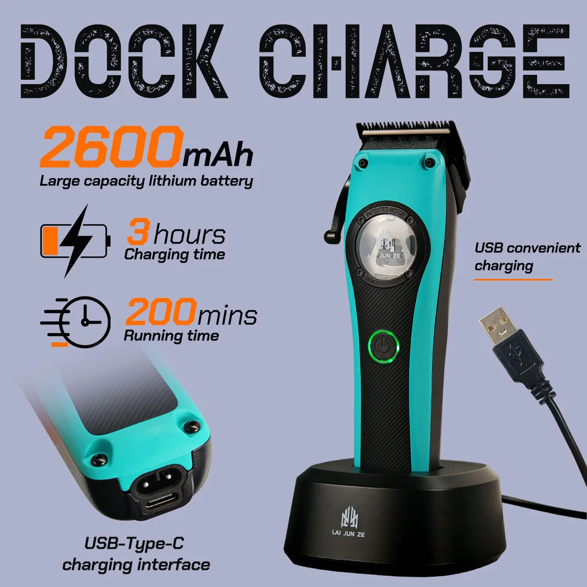 BRDCLIP ماكينة قص الشعر الكهربائية الاحترافية BRD 951 محرك ناقلات 12000 دورة في الدقيقة مع قاعدة ماكينة تشذيب الشعر للرجال