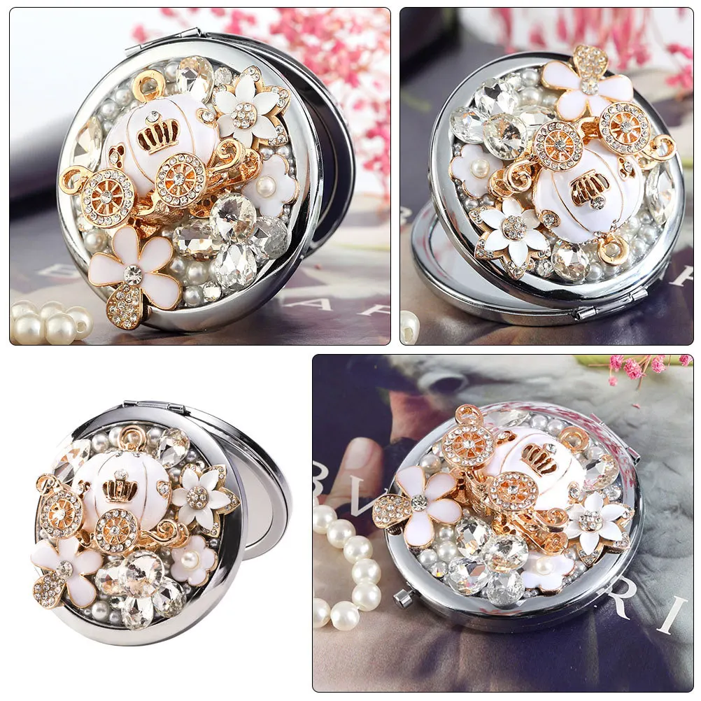 1 stuks draagbare dubbelzijdige metalen make-upspiegel compact stijlvol cosmetica hulpmiddel voor vrouwen meisjes make-upspiegel vrouwelijk cadeau