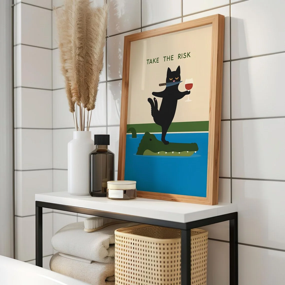Rebel Motivational Cat Wall Art - Clean Graphic Print of a Confident Cat Embracing Danger, Blending Dark Humor with a Message of image 5