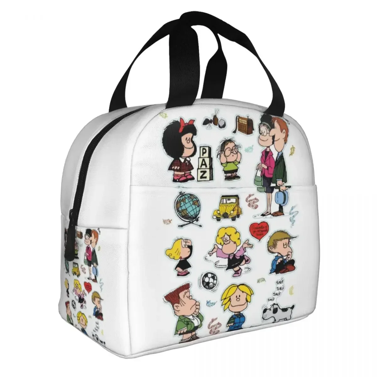 Characters Mafalda Cut Out Insulated Lun Bags Cooler Bag  Container Large  Box Tote Girl Boy Bea Outdoor