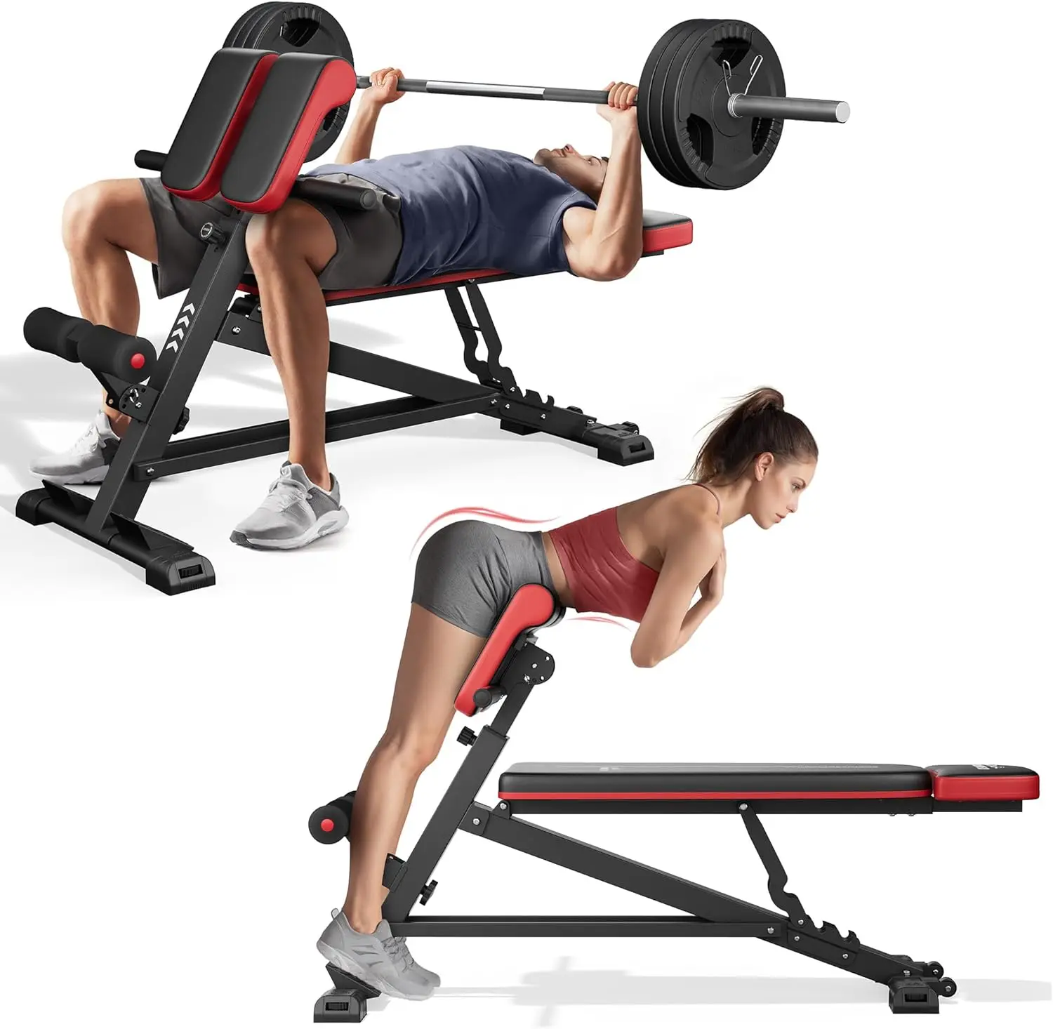 Roman Chair, Weight Bench and Sit up Bench for Hyper Back Extension and Workout with Handle