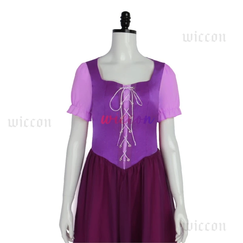 大人女性プリンセスラプンツェルコスプレ衣装クリスマス衣装女の子女性ファンシードレスパープルレースアップフラワーリングパーティードレス