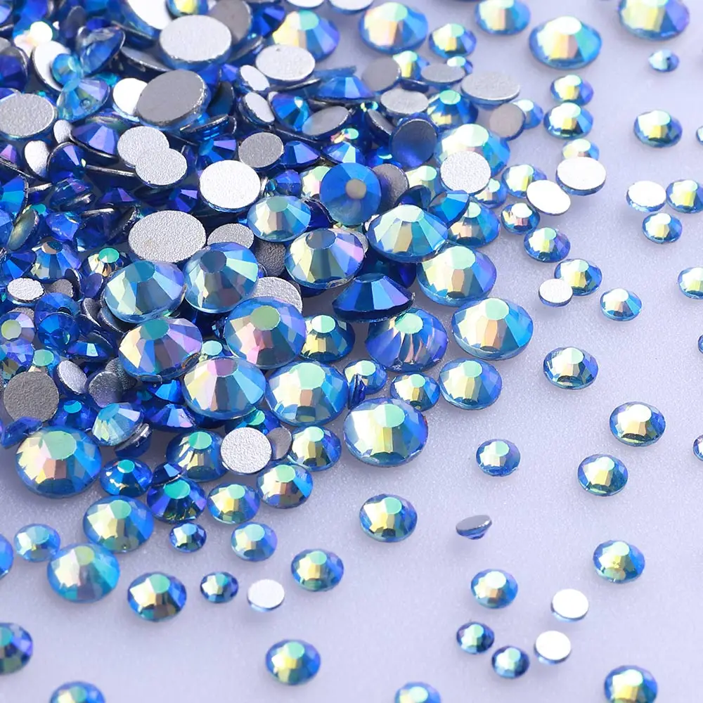 1440 Stück Mix-Größe, runde Glas-Strasssteine mit flacher Rückseite, glitzernd, gelb, zum Aufkleben auf Steinen, rot, nicht Hotfix-Strasssteine für DIY-Nagelkunst
