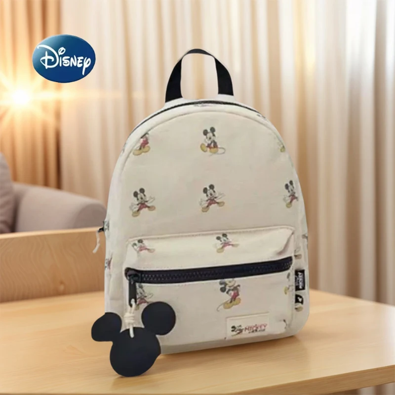 

Mickey Print Disney New Children's Backpack Mini Cute Fashion Canvas Schoolbag Small Bag For Children's Gifts With Pendant