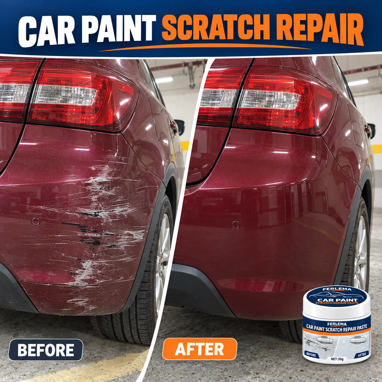 Car Paint Scratch Repair Paste, Auto Polishing Wax for Removing Surface Marks, Restore Gloss for Vehicle Paintwork Scratches