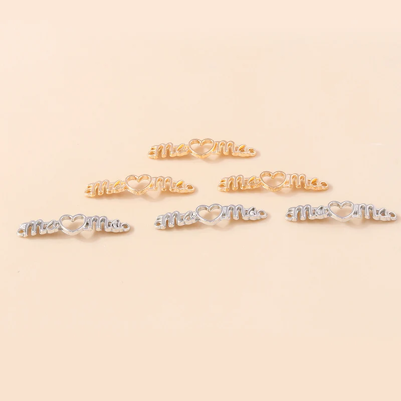 Leslie 20 Stück 40*9mm Metalllegierung Hohle Buchstaben-Anhänger Mama Charms Schmuck DIY Halskette Armband Ohrringe Herstellung – Detail 5
