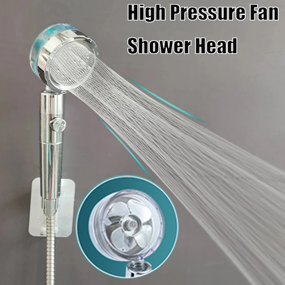 

New Turbo Propeller Shower Head High Pressure Water Saving High Preassure Flow 360 Degrees Rotation with Fan Showerhead Rainfall