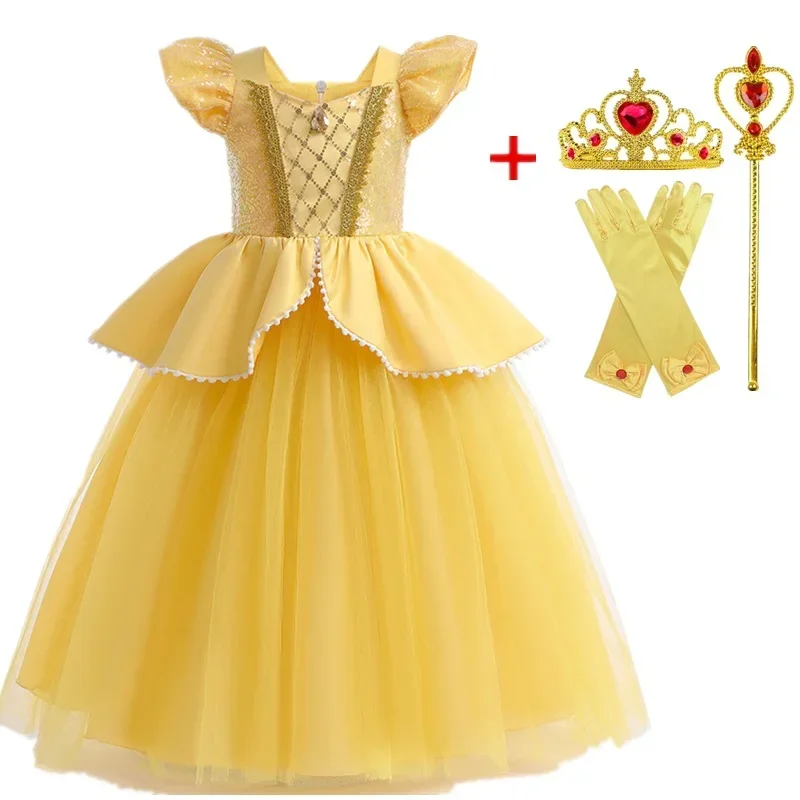 Princess Dress for Girls Snow White Cosplay Costume Puff Sleeve Kids Dress Children Carnival Party Birthday Fancy Gown Vestidos