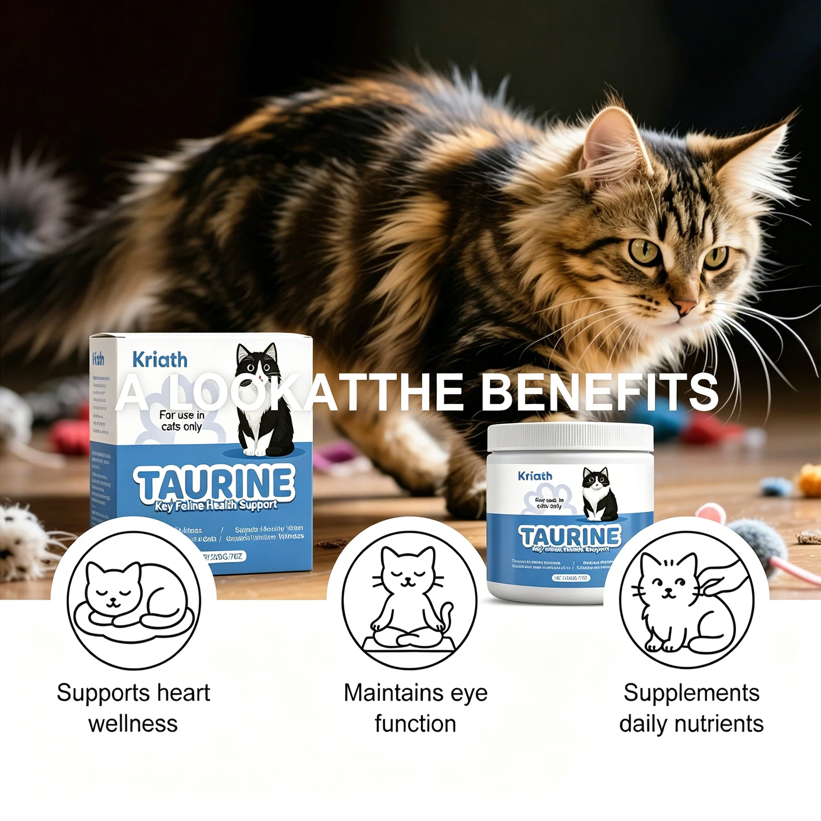 Pet Daily Nutrition Supplement Support Cat Heart Health Stabilize Visual Function Comfortable Body Care Health Nutritional 200g