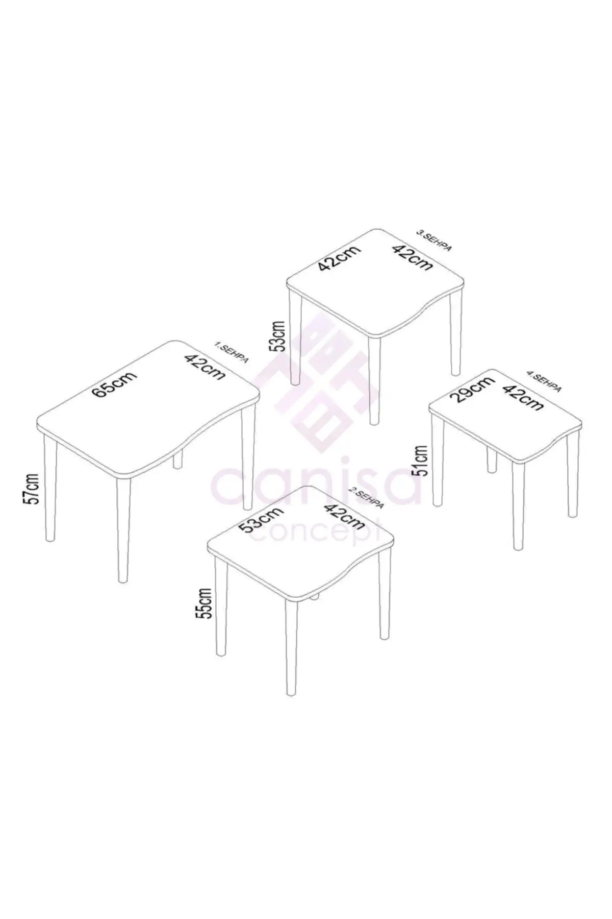 DOLBOVI Canisa swan series 4-piece Zigon Coffee Table set Coffee Table