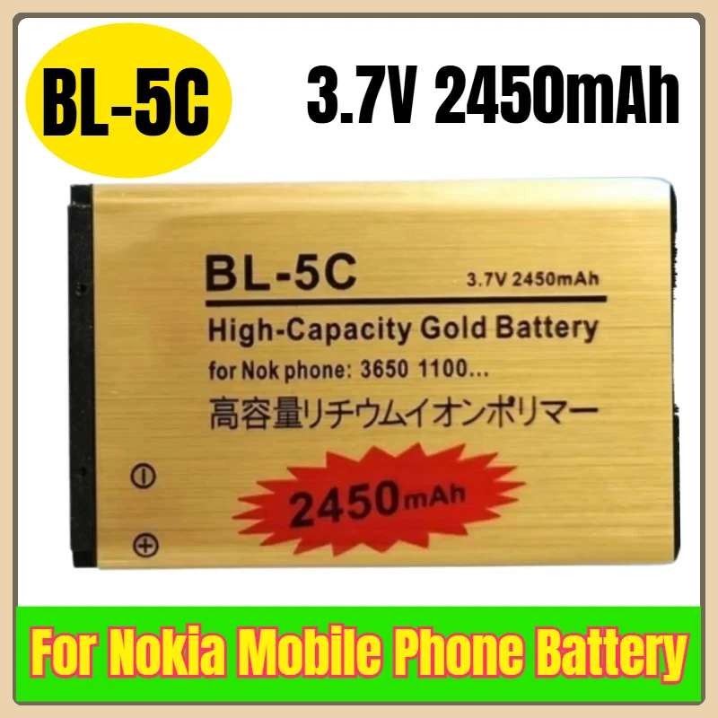 

3.7V 2450mAh BL-5C Mobile Phone Battery for Nokia 1600 6230 2600 1100 1110 1200 1208 2700 3100 3110 N70