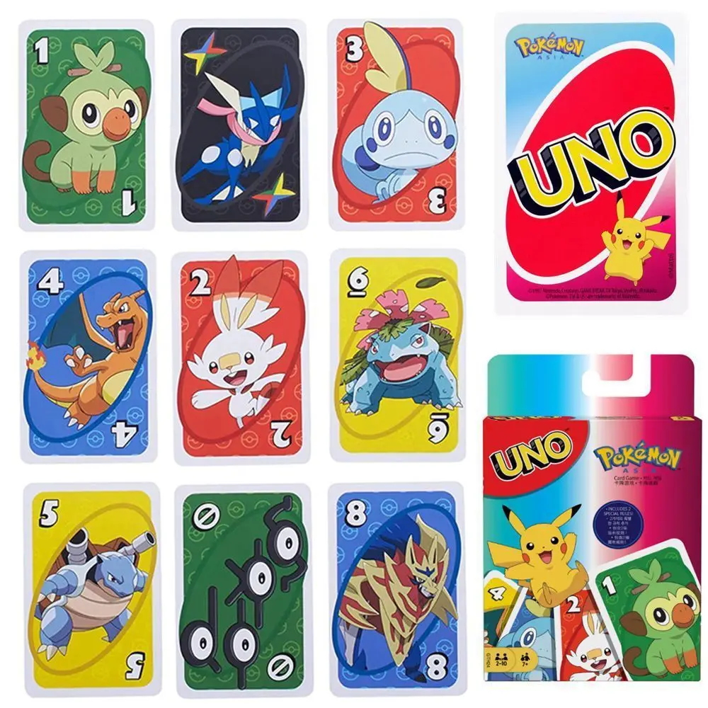 UNO FLIP! Pokemon Board Game Anime Cartoon Pikachu Figure Pattern Family Funny Entertainment uno Cards Games Christmas Gifts