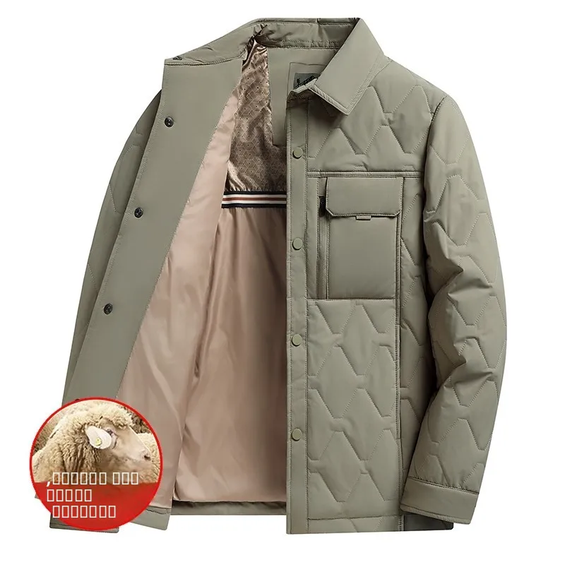 الرجال القطن Jaet Camere اصطف irt طوق عادية Faion Ci Sle الوقوف صالح الخريف الشتاء بدوره إلى أسفل طوق معطف دافئ