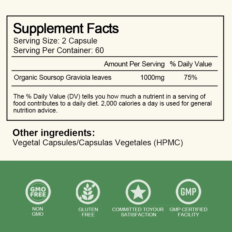 Soursop Graviola Capsules Support Emotional health Sterilize & Strengthen immunity